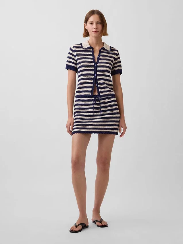 Mini-jupe-short facile à enfiler en crochet 100 % coton