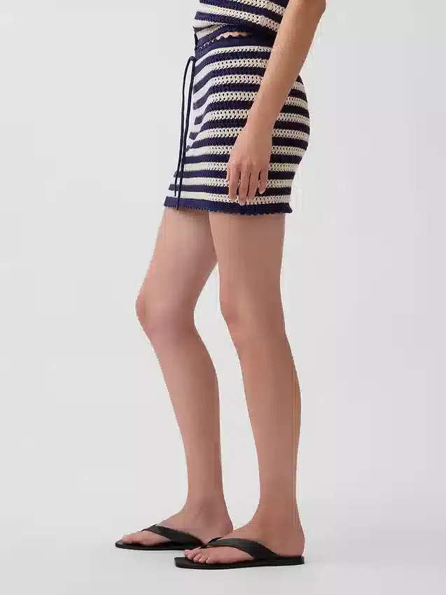Mini-jupe-short facile à enfiler en crochet 100 % coton