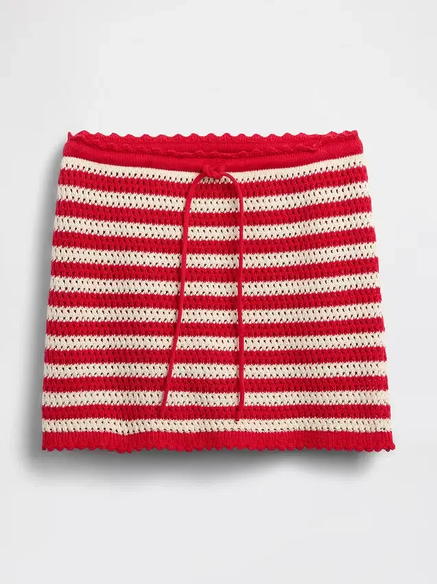 Mini-jupe-short facile à enfiler en crochet 100 % coton