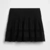Mini-jupe-short facile à enfiler à plis et bordure en dentelle