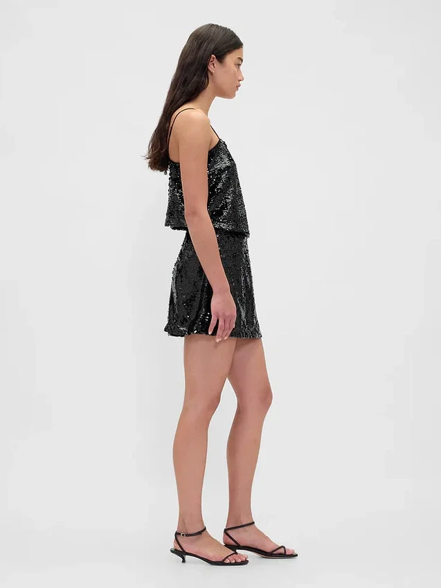 Mini-jupe-short à paillettes
