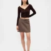 Mini-jupe-short plissée en mélange de laine