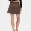 Mini-jupe-short plissée en mélange de laine