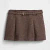 Mini-jupe-short plissée en mélange de laine