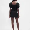Mini-jupe-short taille basse en mélange de lin