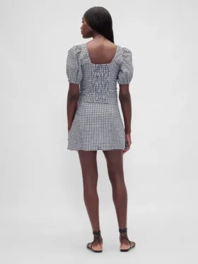 Mini-jupe-short taille basse en mélange de lin