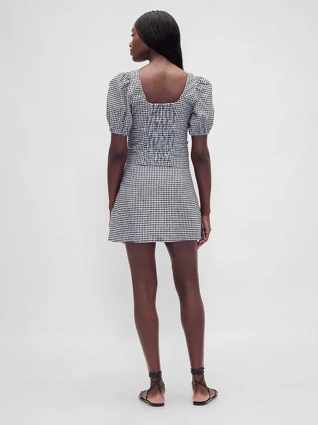 Mini-jupe-short taille basse en mélange de lin