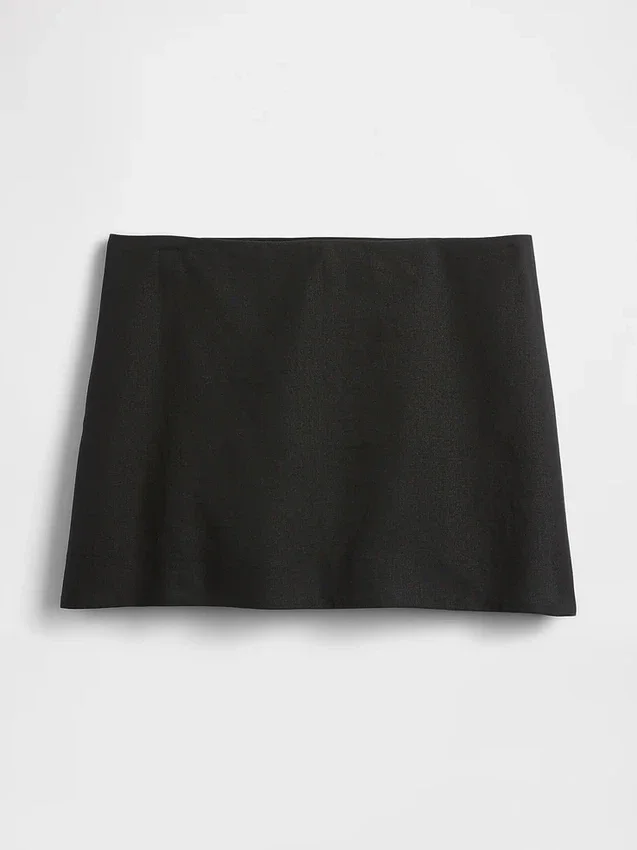 Mini-jupe-short taille basse en mélange de lin