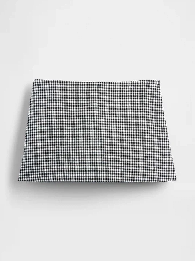 Mini-jupe-short taille basse en mélange de lin