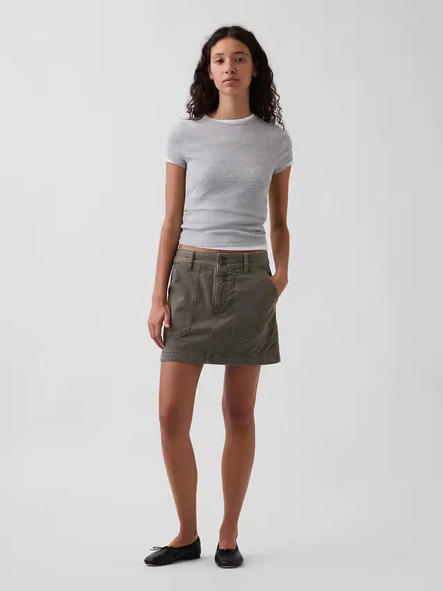 Mini-jupe-short utilitaire taille haute