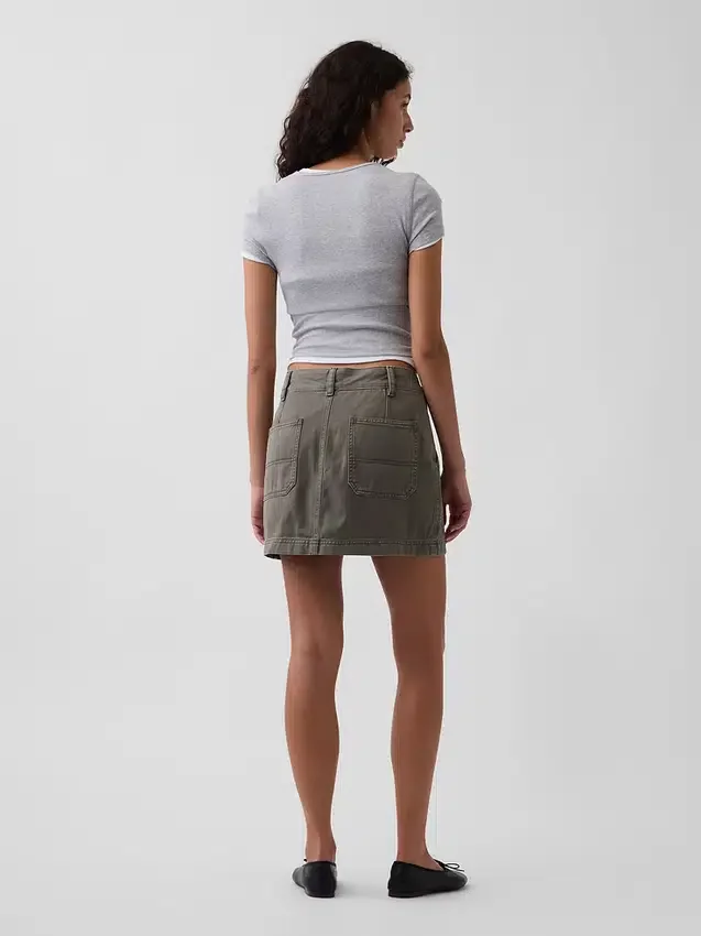 Mini-jupe-short utilitaire taille haute