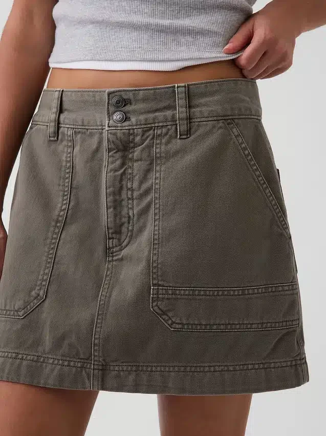 Mini-jupe-short utilitaire taille haute