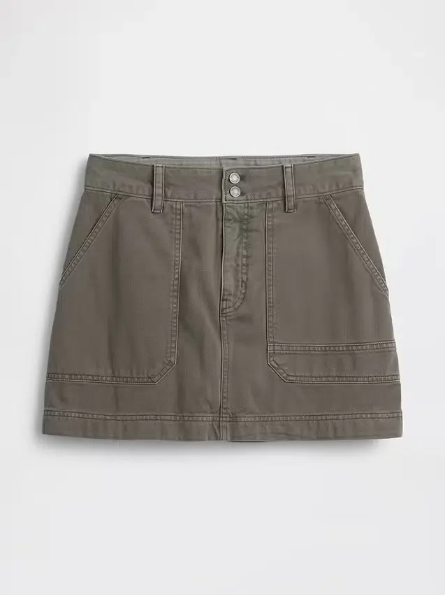 Mini-jupe-short utilitaire taille haute