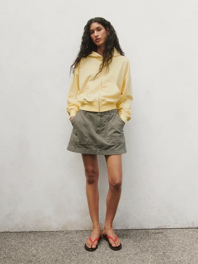 Mini-jupe-short utilitaire taille haute