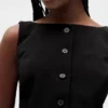 Mini-robe bistretch à boutons sur le devant