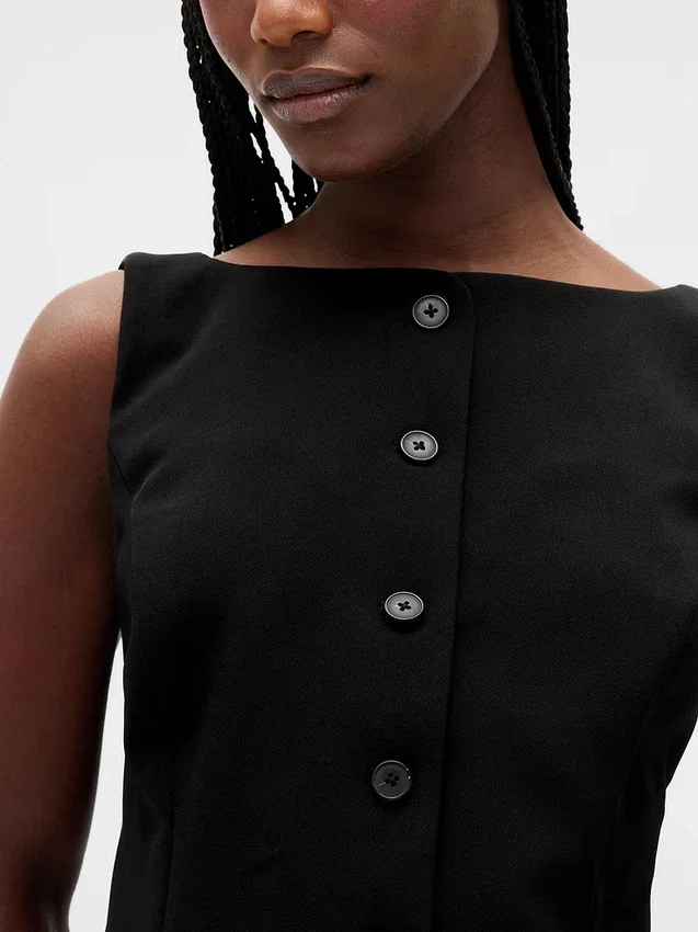 Mini-robe bistretch à boutons sur le devant