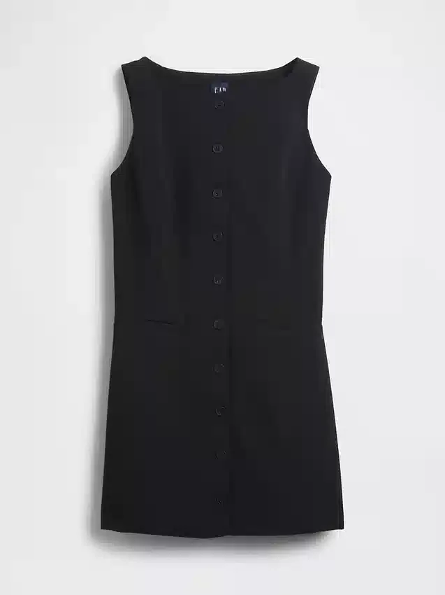 Mini-robe bistretch à boutons sur le devant