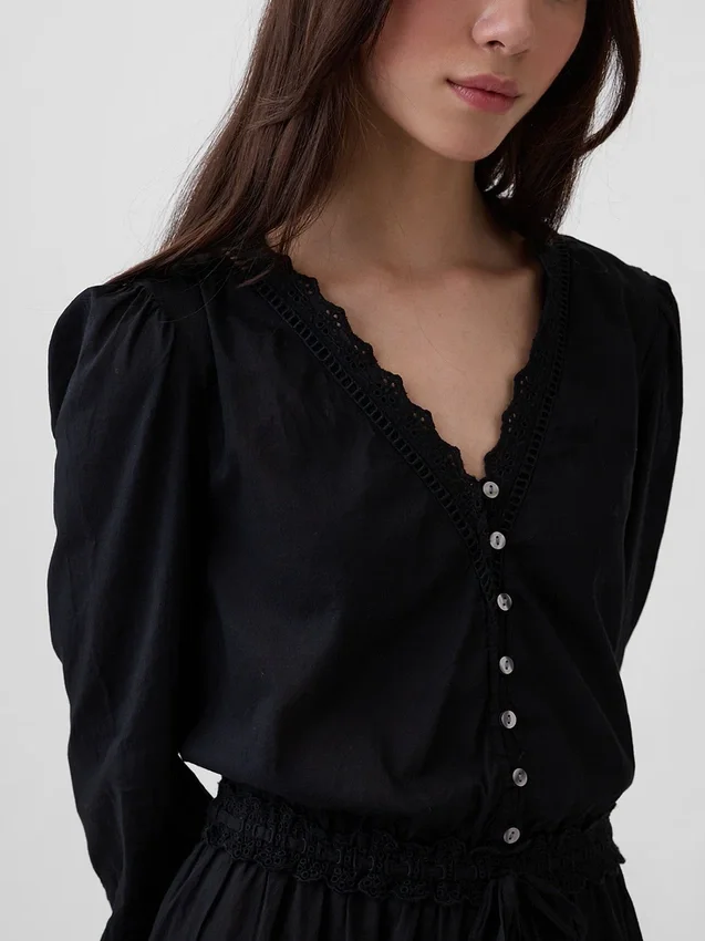 Mini-robe à bordures en dentelle