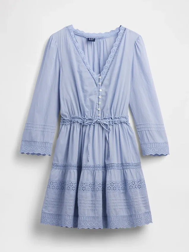 Mini-robe à bordures en dentelle