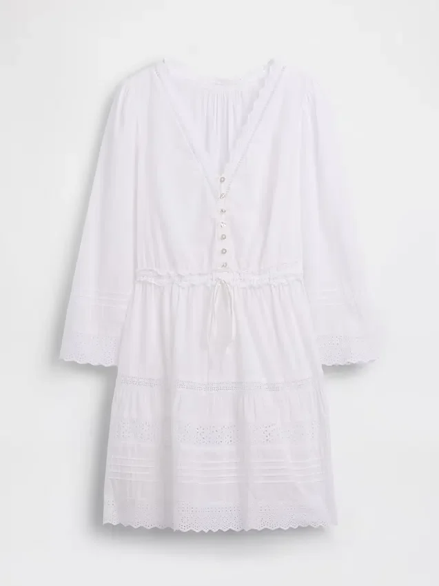 Mini-robe à bordures en dentelle