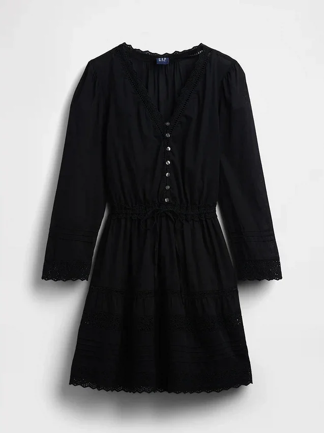 Mini-robe à bordures en dentelle