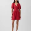 Mini-robe chemise cintrée en mélange de lin