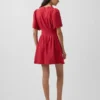 Mini-robe chemise cintrée en mélange de lin
