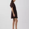 Mini-robe chemise cintrée en mélange de lin