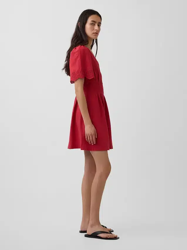 Mini-robe chemise cintrée en mélange de lin
