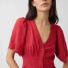 Mini-robe chemise cintrée en mélange de lin