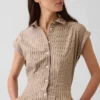 Mini-robe chemise cintrée en popeline rayée