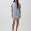 Mini-robe chemise en denim ultra-doux
