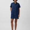 Mini-robe chemise en denim ultra-doux