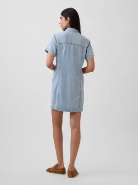 Mini-robe chemise en denim ultra-doux
