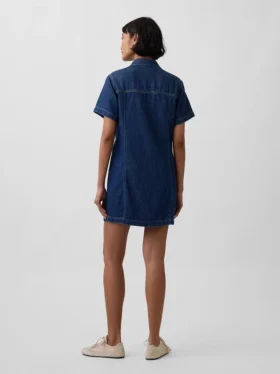 Mini-robe chemise en denim ultra-doux
