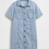 Mini-robe chemise en denim ultra-doux