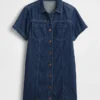 Mini-robe chemise en denim ultra-doux
