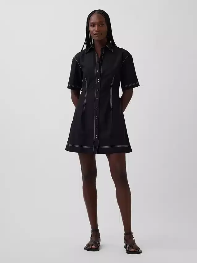Mini-robe chemise en popeline