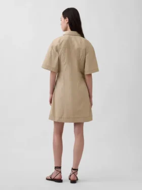 Mini-robe chemise en popeline