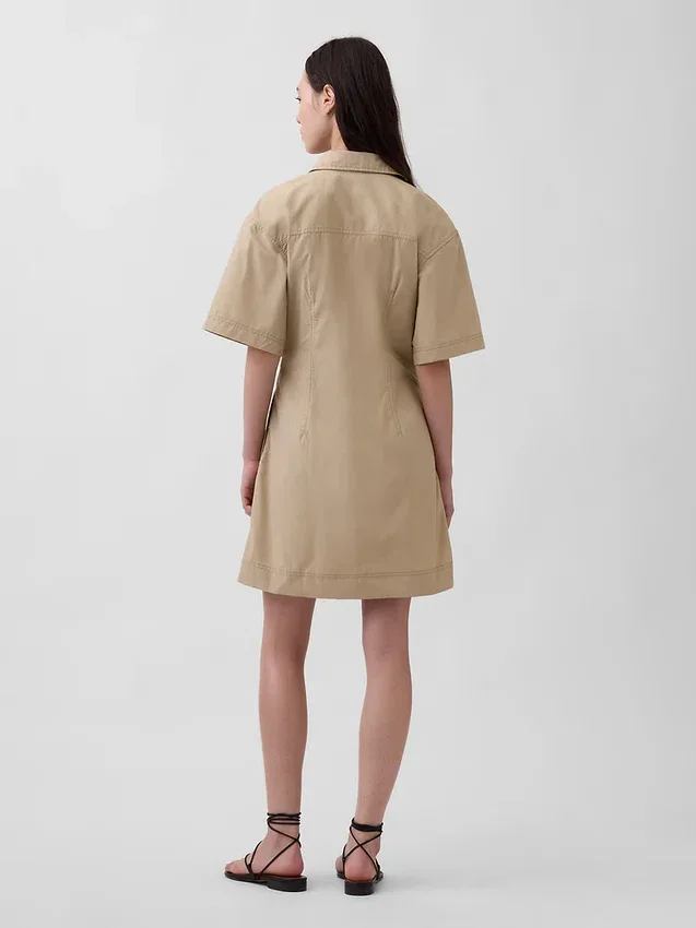 Mini-robe chemise en popeline