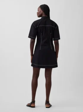 Mini-robe chemise en popeline