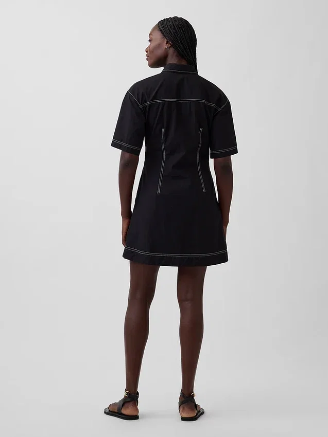 Mini-robe chemise en popeline