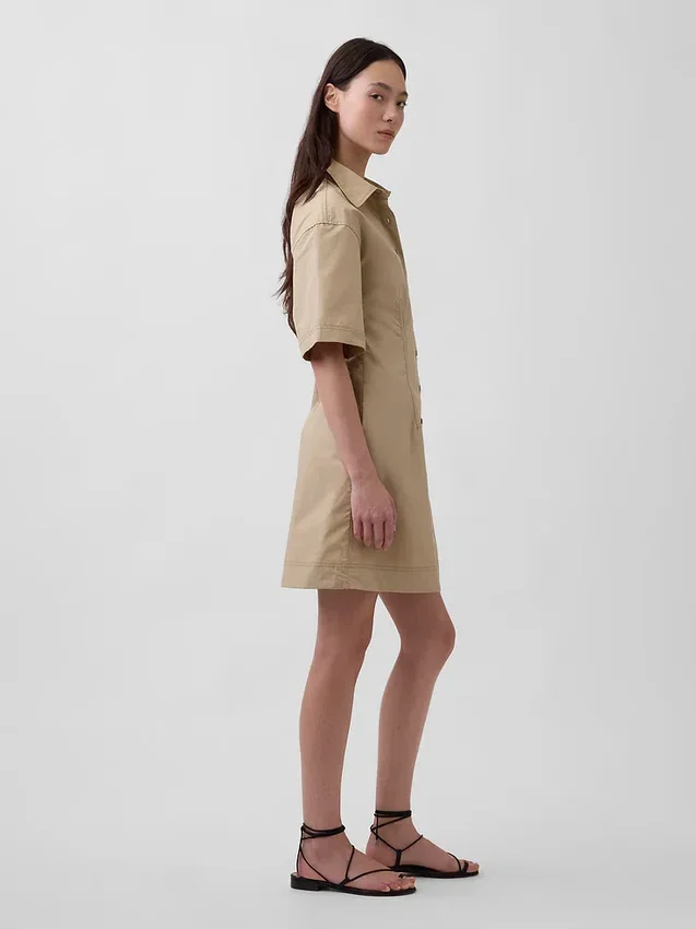 Mini-robe chemise en popeline