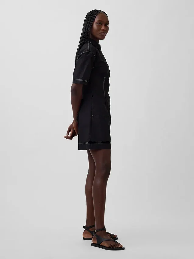 Mini-robe chemise en popeline