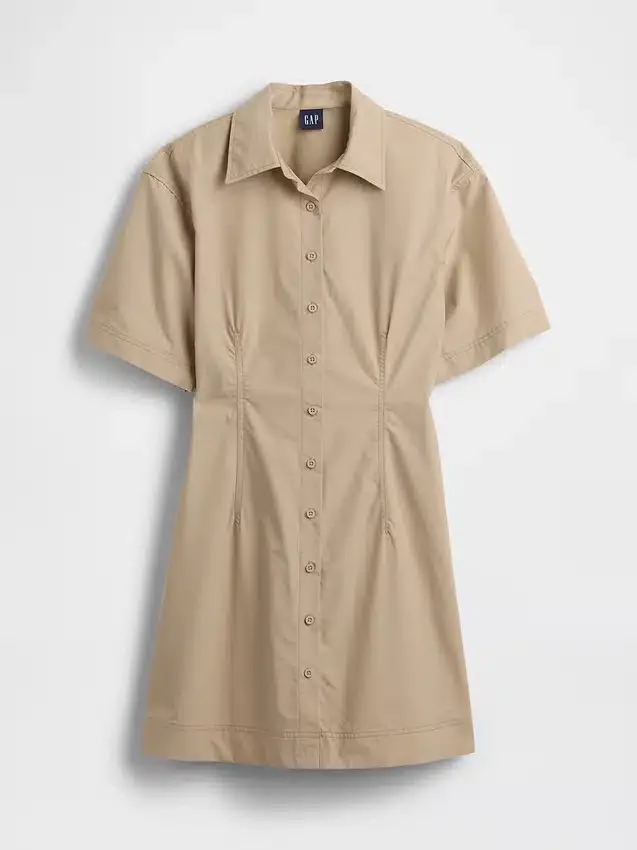 Mini-robe chemise en popeline