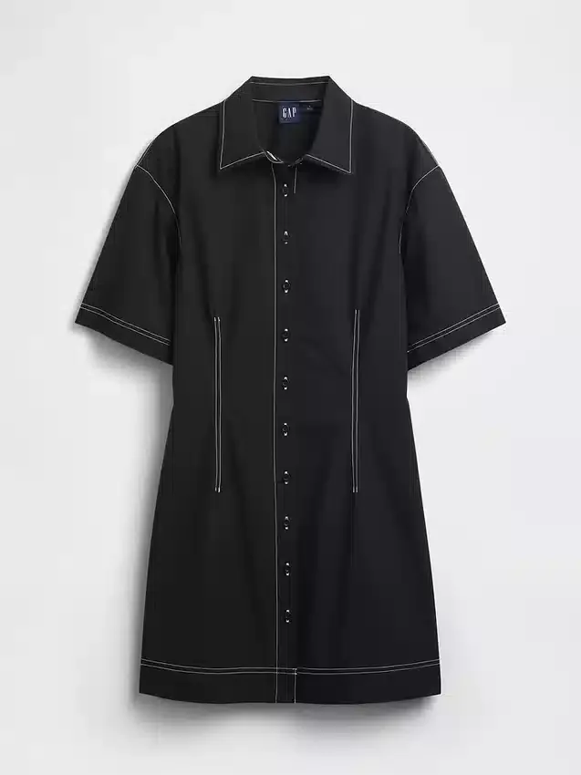 Mini-robe chemise en popeline