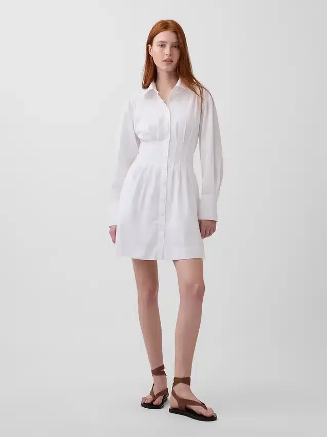 Mini-robe chemise plissée