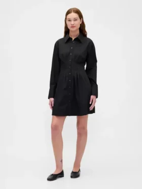 Mini-robe chemise plissée
