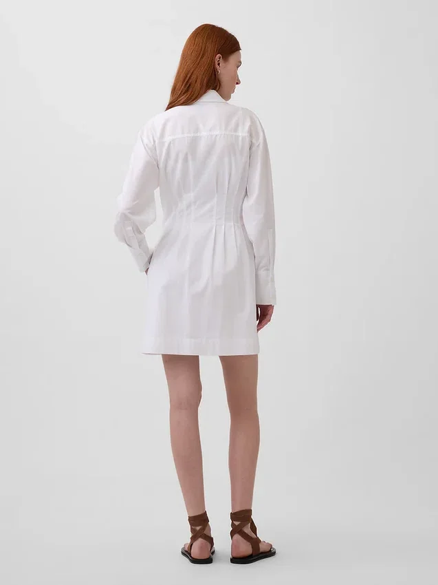 Mini-robe chemise plissée