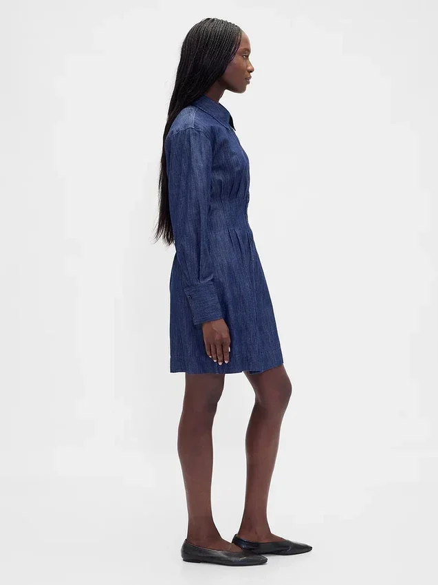 Mini-robe chemise plissée